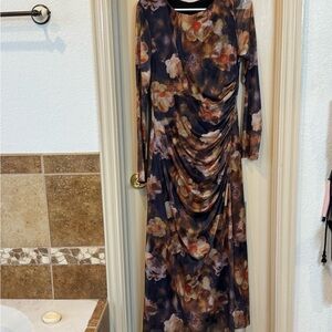 SHEIN Black Ruched Wrap Long Sleeve Dress